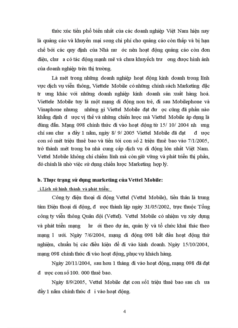 image for page Thực trạng sử dụng Marketing của công ty điện thoại di động Viettel