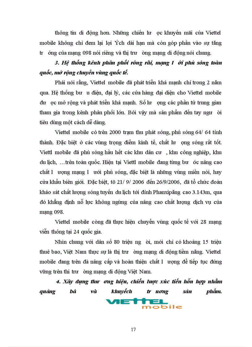 image for page Thực trạng sử dụng Marketing của công ty điện thoại di động Viettel