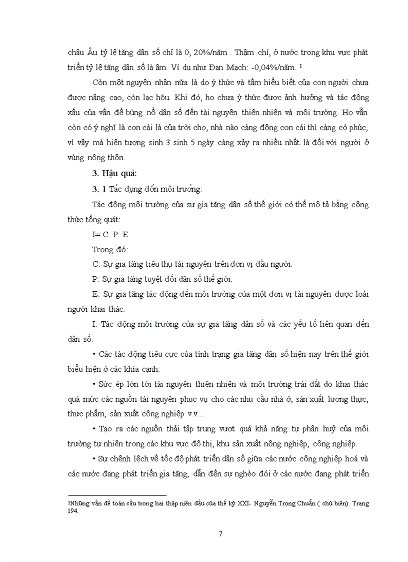 image for page Thực trạng dân số tác động đến môi trường trên thế giới