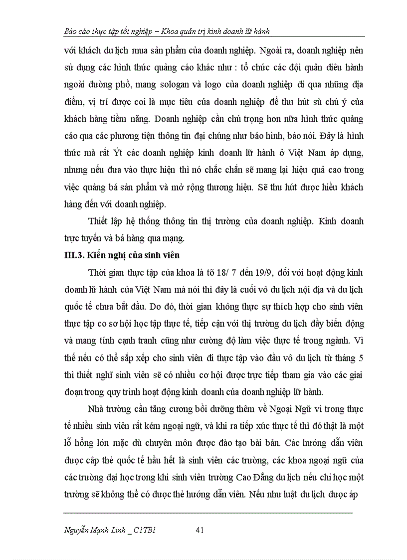 image for page Báo cáo thực tập tốt nghiệp Khoa quản trị kinh doanh lữ hành
