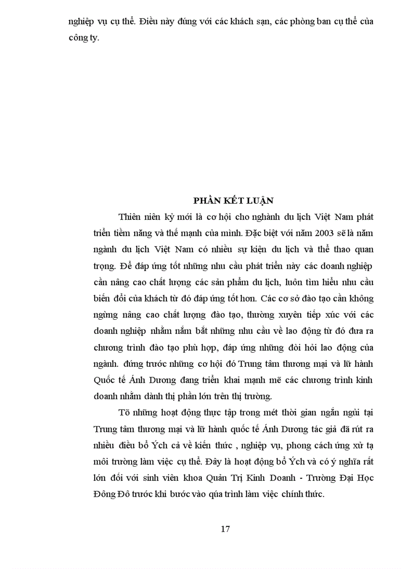 image for page Báo cáo thực tập tổng hợp về trung tâm thương mại và lữ hành quốc tế ánh Dương