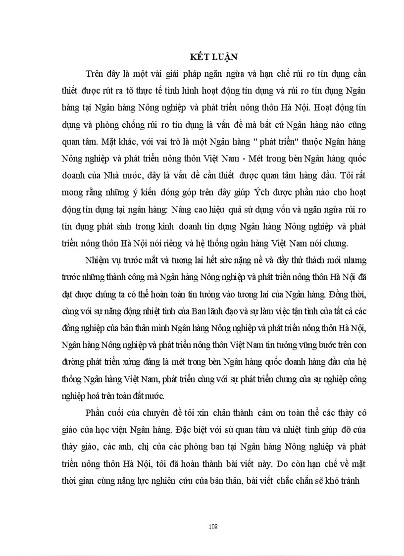 image for page Thực trạng tín dụng và rủi ro tín dụng tại Ngân hàng Nông nghiệp và phát triển nông thôn Hà Nội 1