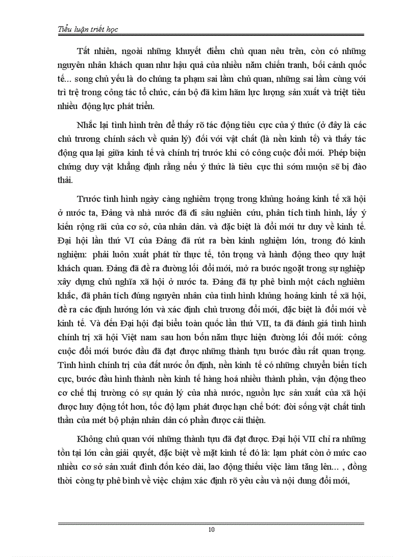 image for page Mối quan hệ biện chứng giữa vật chất ý thức và sự vận dụng của Đảng Cộng Sản Việt Nam trong công cuộc đổi mới kinh tế 1
