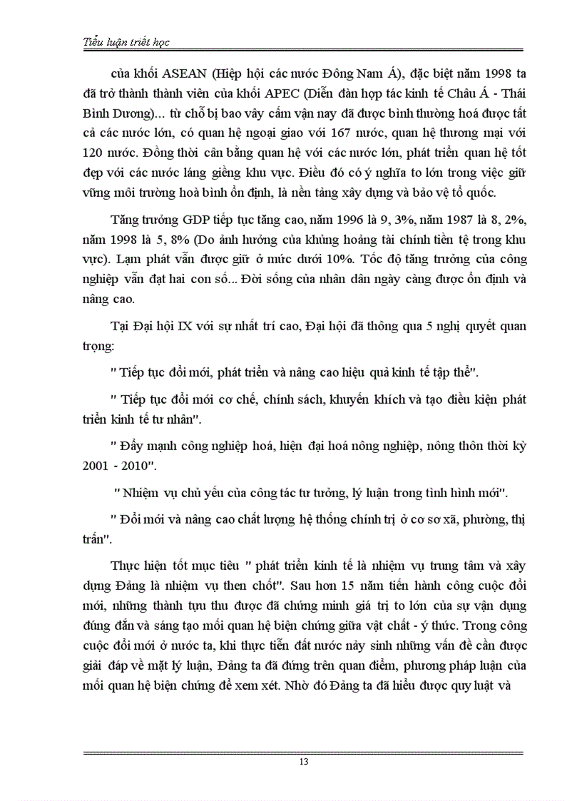 image for page Mối quan hệ biện chứng giữa vật chất ý thức và sự vận dụng của Đảng Cộng Sản Việt Nam trong công cuộc đổi mới kinh tế 1