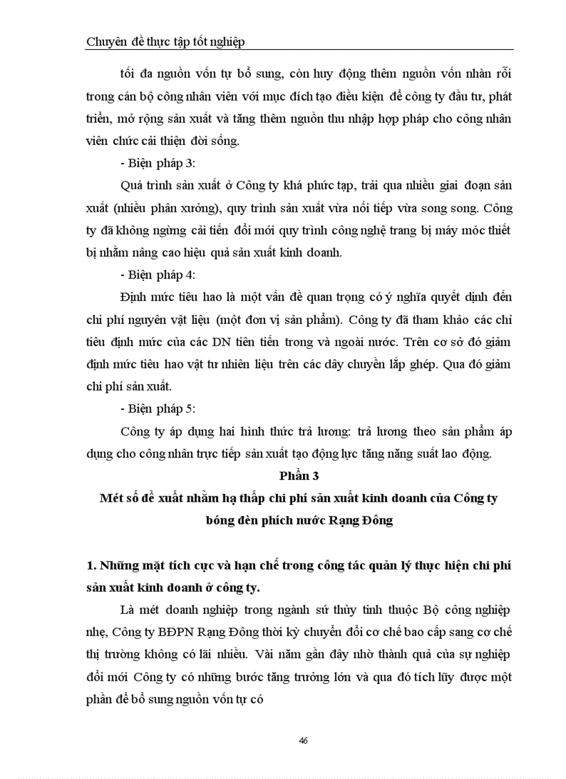 image for page Chi phí sản xuất điều kiện và các giải pháp hạ thấp chi phí sản xuất kinh doanh tại Công ty Bóng đèn Phích nước Rạng Đông