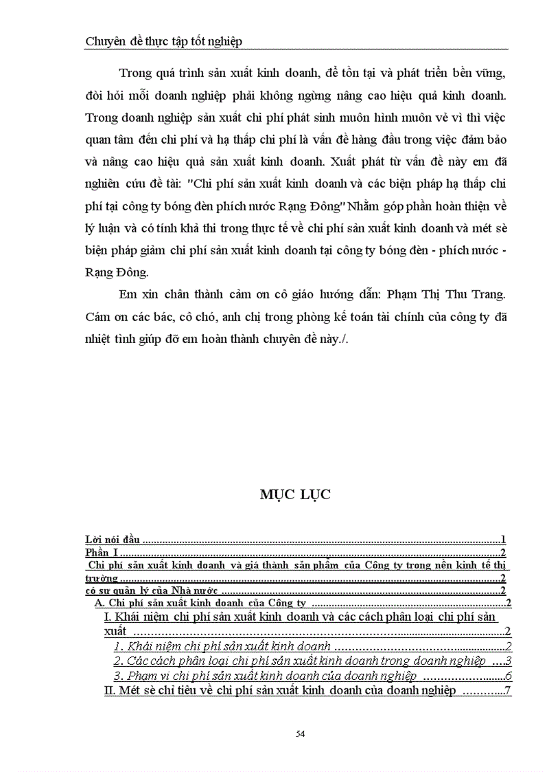 image for page Chi phí sản xuất điều kiện và các giải pháp hạ thấp chi phí sản xuất kinh doanh tại Công ty Bóng đèn Phích nước Rạng Đông