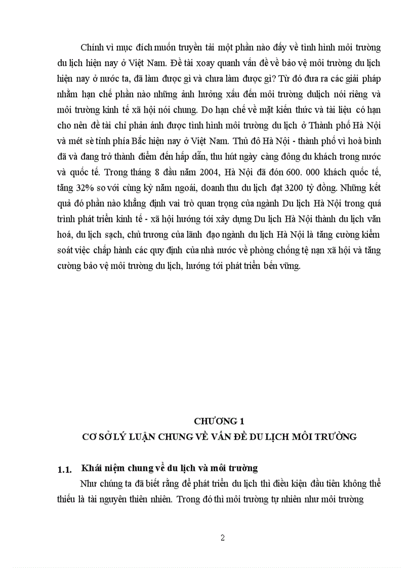 image for page Thực trạng phát triển du lịch và môi trường ở Hà Nội