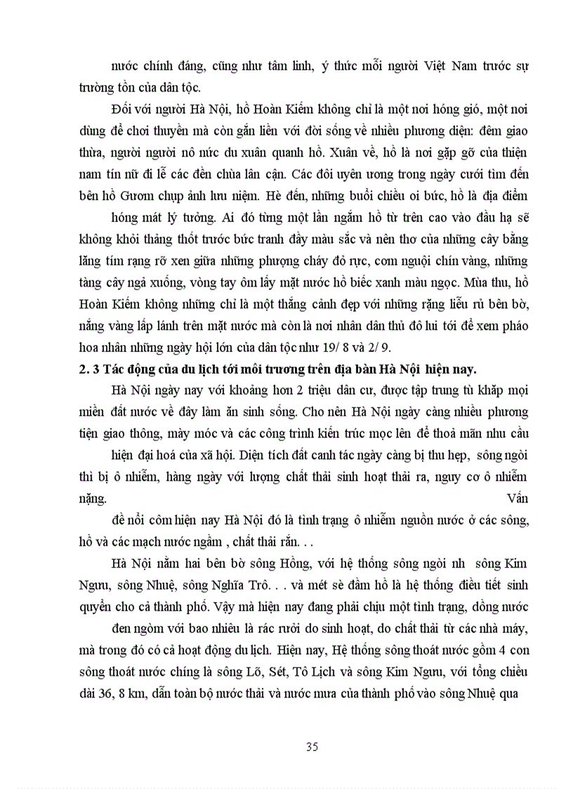 image for page Thực trạng phát triển du lịch và môi trường ở Hà Nội