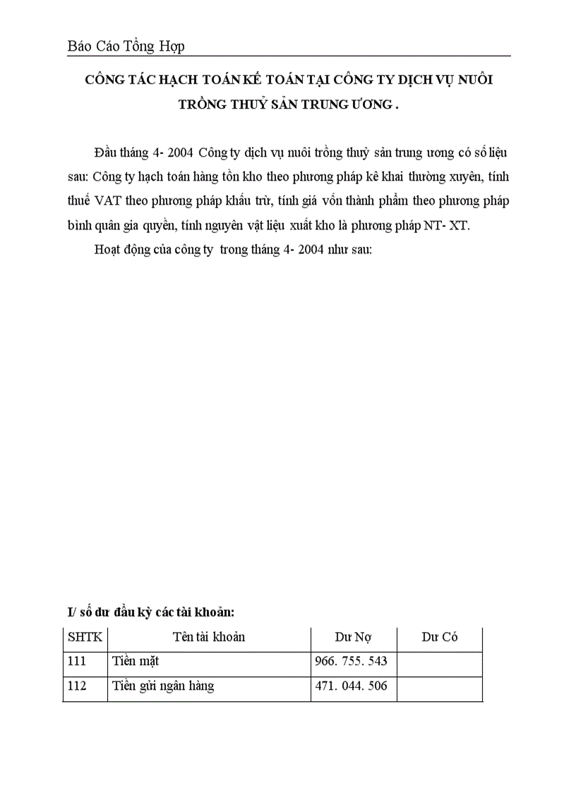 image for page Công tác hạch toán kế toán tại Công ty dịch vụ nuôi trồng thuỷ sản trung ương 1