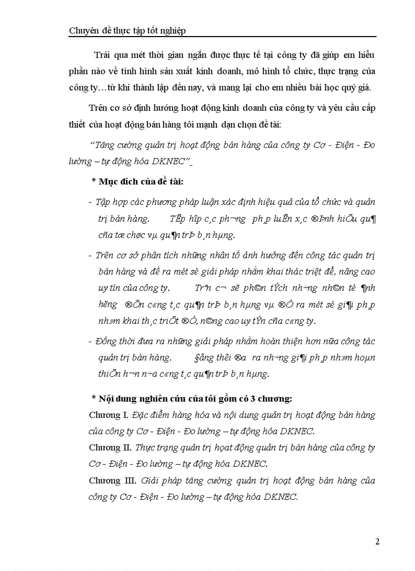 image for page Tăng cường quản trị hoạt động bán hàng của công ty Cơ Điện Đo lường Tự động hóa DKNEC