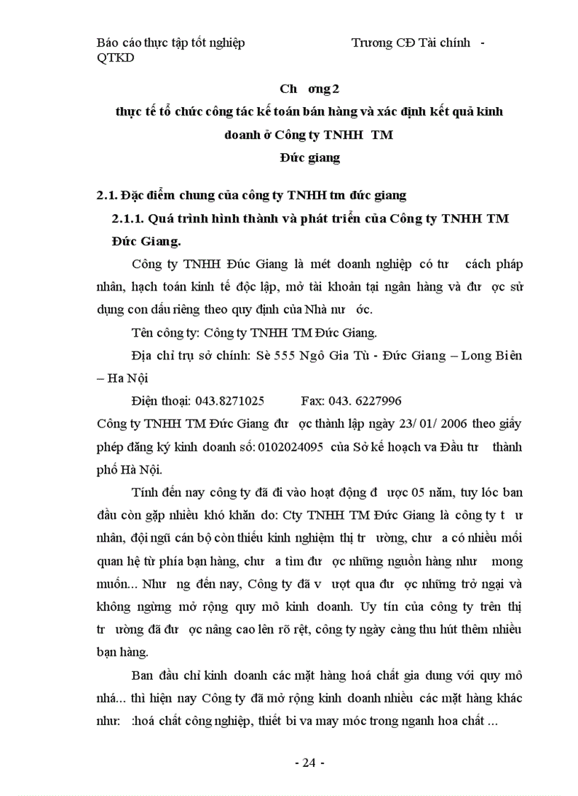 image for page Tổ chức công tác kế toán doanh thu bán hàng và xác định kết quả kinh doanh tại Công ty TNHH TM Đức Giang 1