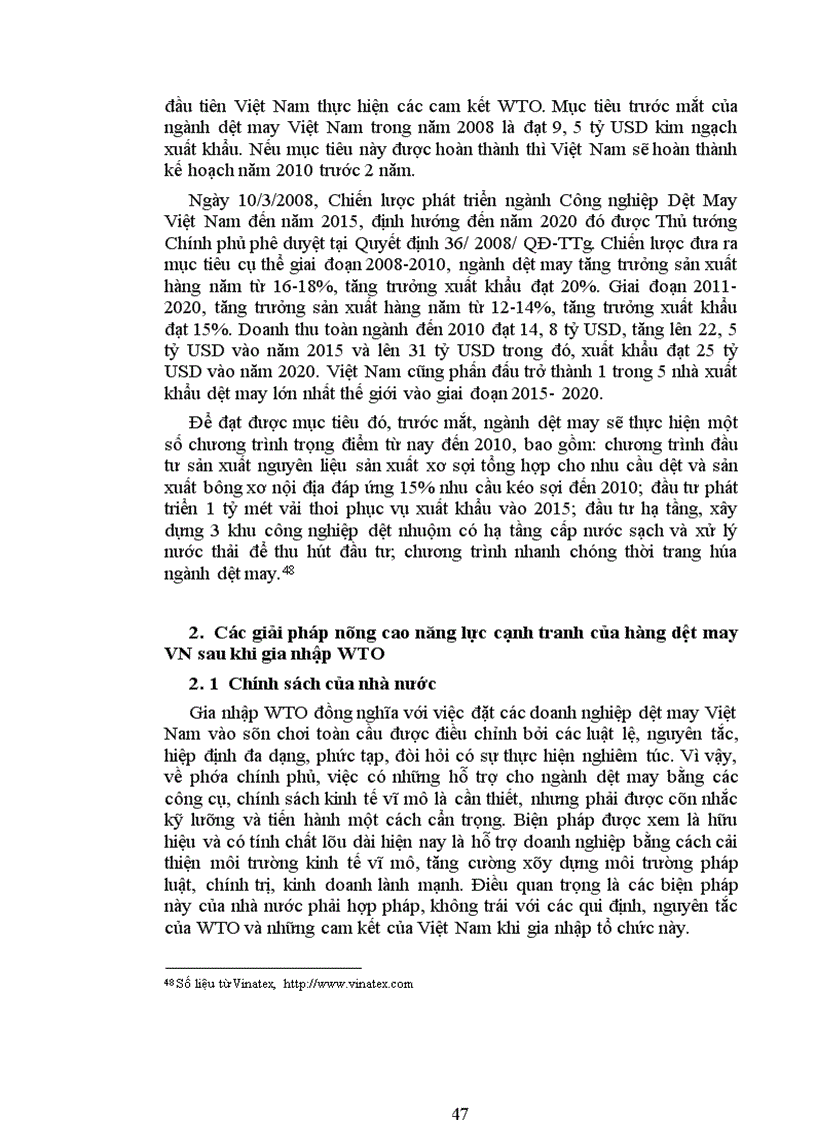 image for page Thực trạng và giải pháp nâng cao năng lực cạnh tranh của ngành dệt may Việt Nam sau khi gia nhập WTO 1