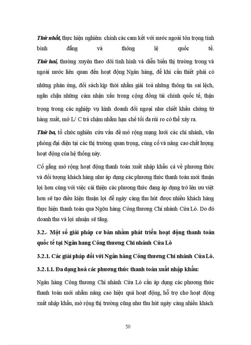image for page Một số giải pháp phát triển hoạt động thanh toán xuất nhập khẩu tại Ngân hàng Công Thương Chi nhánh Cửa Lò