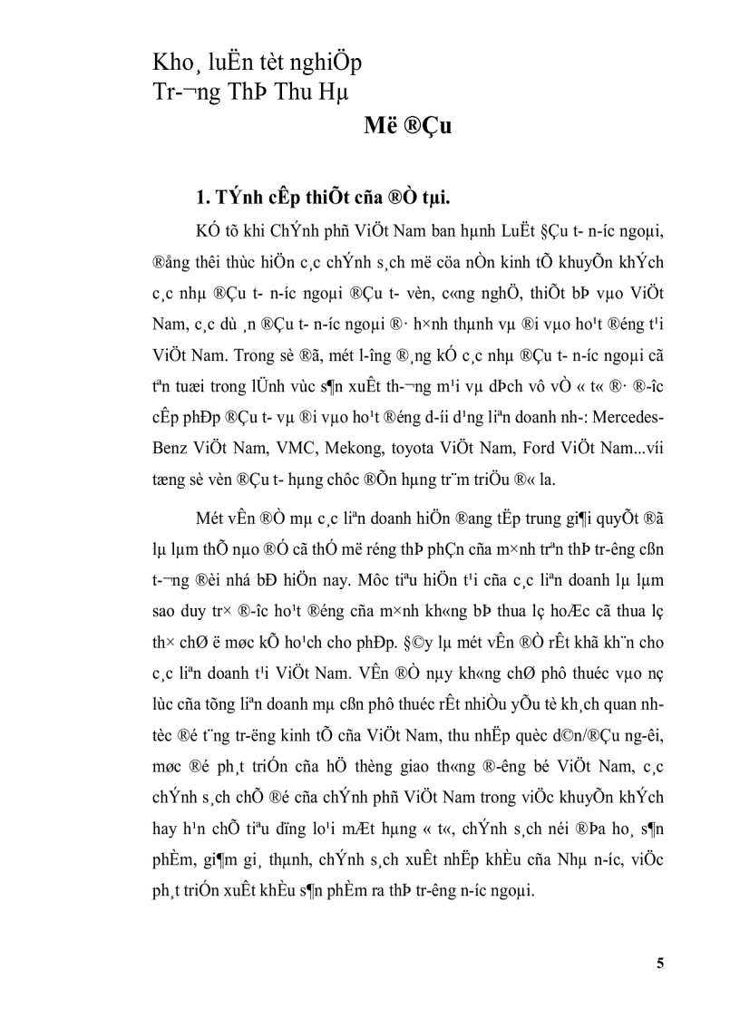 Phương hướng và biện pháp mở rộng thị trường tiêu thụ ô tô của Công ty liên doanh sản xuất ô tô Mercedes Benz Việt Nam