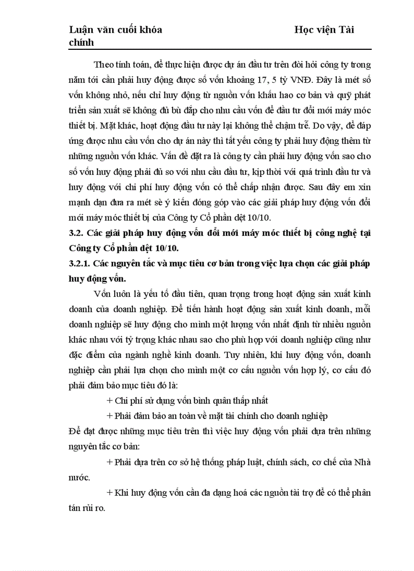 image for page Những giải pháp chủ yếu huy động vốn đổi mới thiết bị công nghệ tại Công ty Cổ phần dệt 10 10