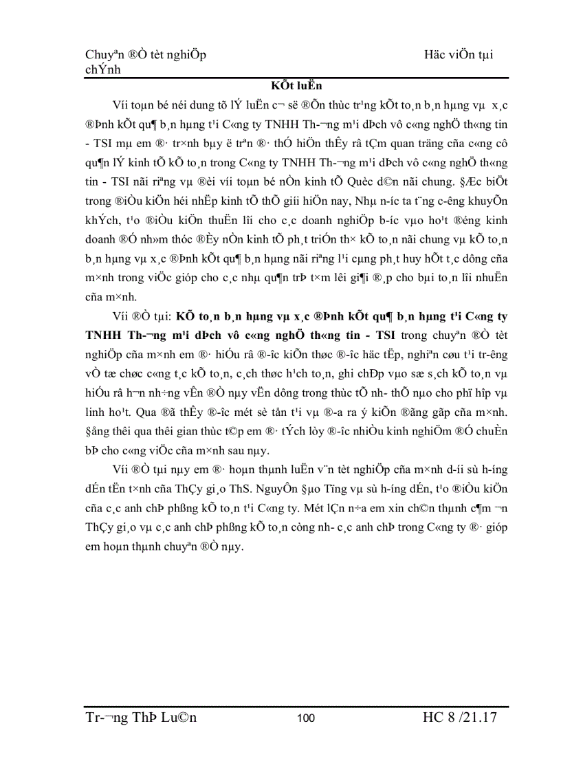 image for page Tổ chức công tác Kế toán bán hàng và xác định kết quả bán hàng tại Công ty TNHH Thương mại dịch vụ công nghệ thông tin TSI