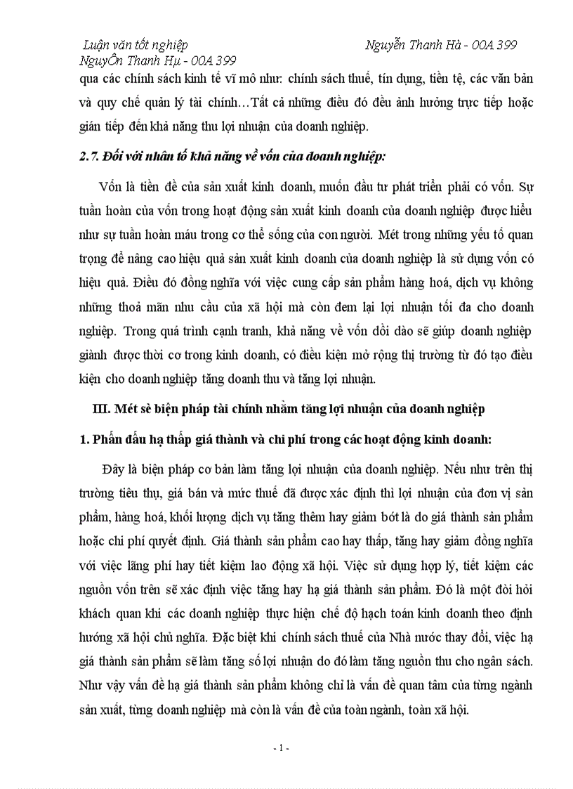 image for page Lợi nhuận và một số biện pháp tài chính nhằm tăng lợi nhuận tại Công ty Dược Liệu TW I