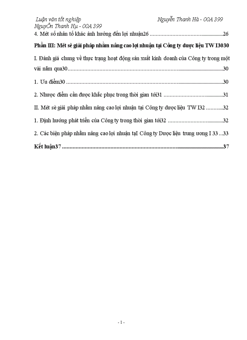 image for page Lợi nhuận và một số biện pháp tài chính nhằm tăng lợi nhuận tại Công ty Dược Liệu TW I