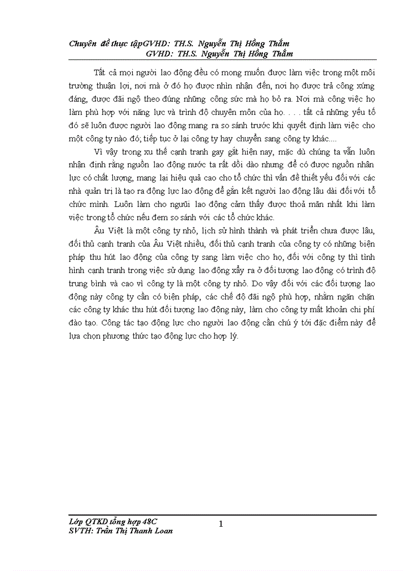 image for page Hoàn thiện công tác tạo động lực cho người lao động tại công ty cổ phần Âu Việt
