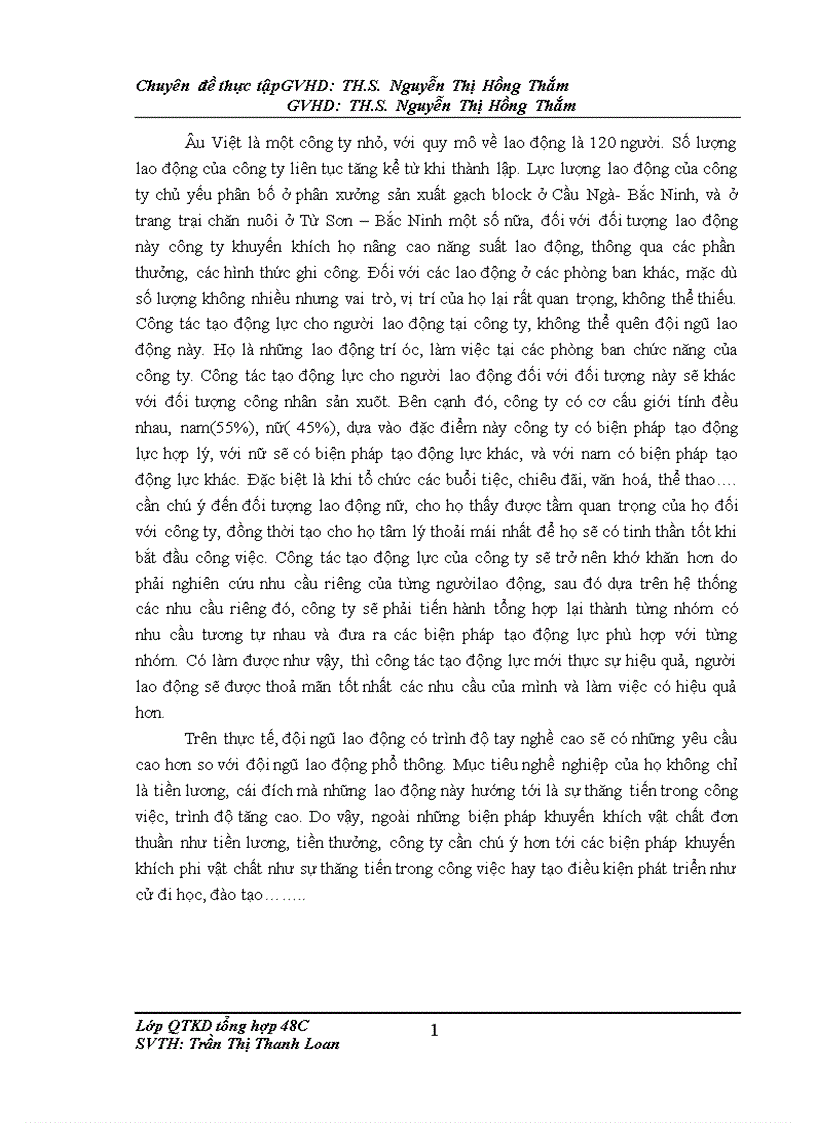 image for page Hoàn thiện công tác tạo động lực cho người lao động tại công ty cổ phần Âu Việt