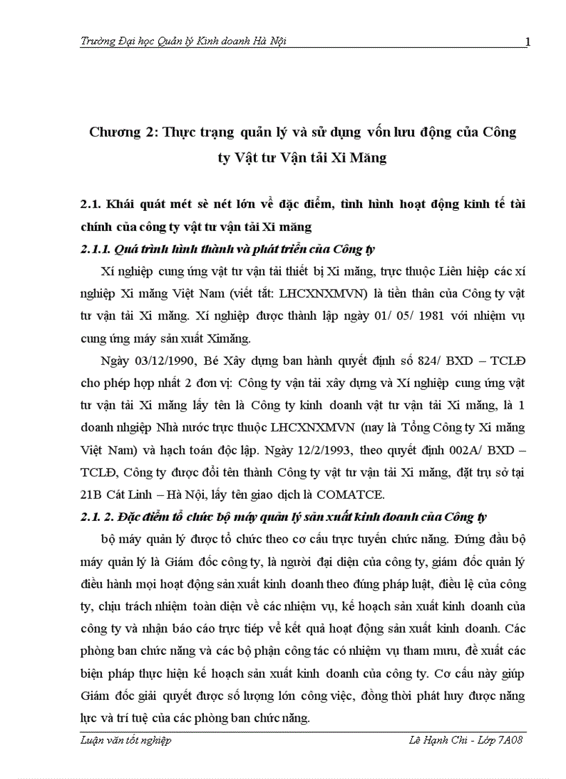 image for page Vốn lưu động và một số biện pháp nâng cao hiệu quả sử dụng vốn lưu động ở Công ty vật tư vận tải Xi măng
