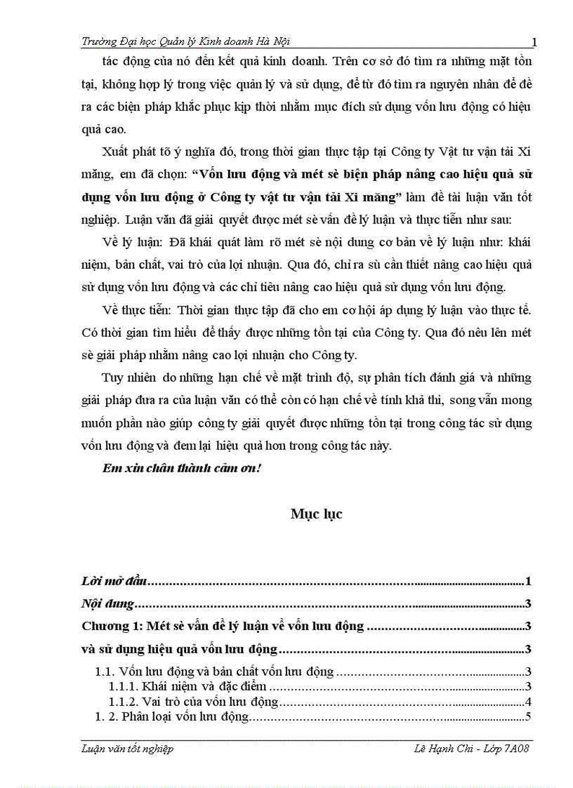 image for page Vốn lưu động và một số biện pháp nâng cao hiệu quả sử dụng vốn lưu động ở Công ty vật tư vận tải Xi măng