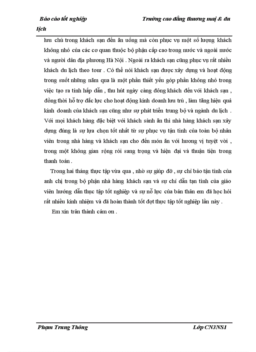 image for page Báo cáo thực tập tổng hợp về du lịch khách sạn