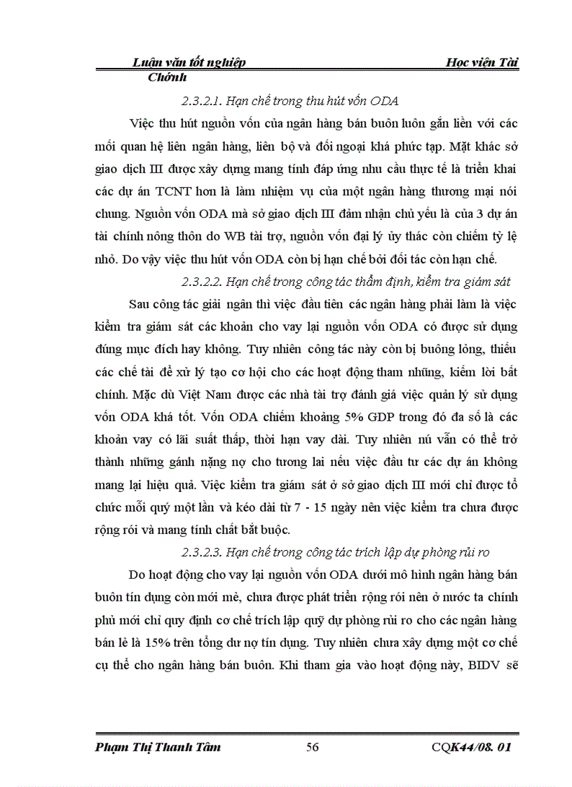 image for page Quản lý nguồn vốn ODA cho vay lại tại sở giao dịch III ngân hàng đầu tư và phát triển Việt Nam Thực trạng và giải pháp