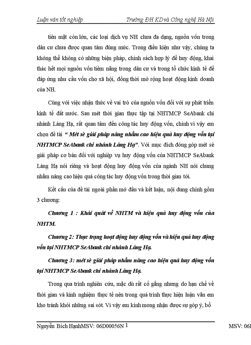 image for page Một số giải pháp nâng nhằm cao hiệu quả huy động vốn tại NHTMCP SeAbank chi nhánh Láng Hạ