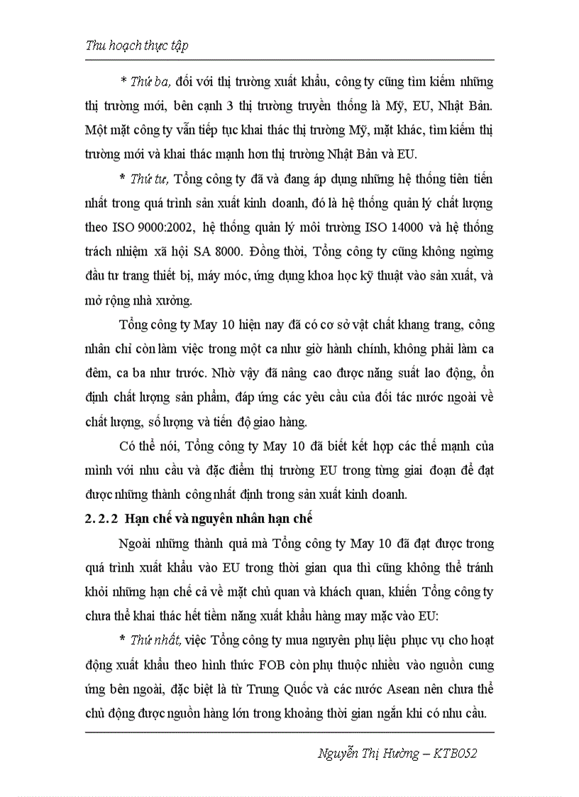 image for page Giải pháp đẩy mạnh xuất khẩu hàng dệt may của Tổng công ty May 10 sang Châu Âu