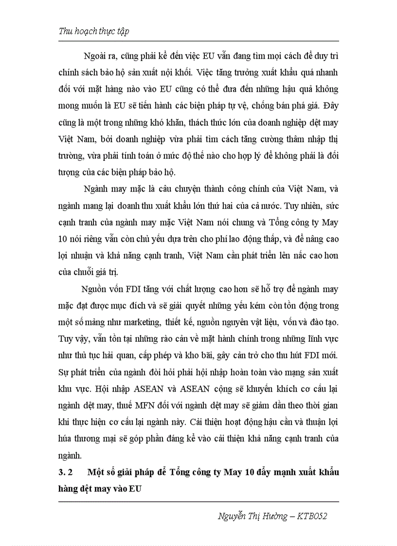 image for page Giải pháp đẩy mạnh xuất khẩu hàng dệt may của Tổng công ty May 10 sang Châu Âu