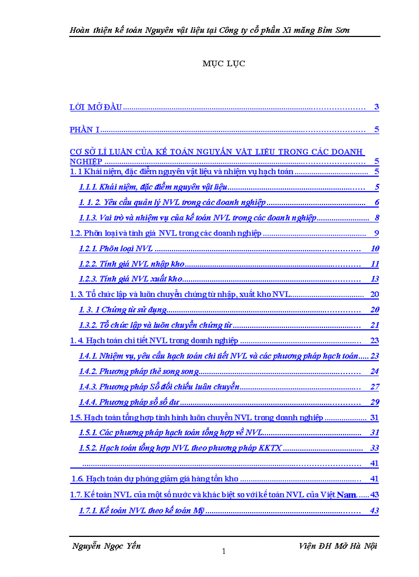 image for page Hoàn thiện kế toán Nguyên vật liệu tại Công ty cổ phần Xi măng Bỉm Sơn