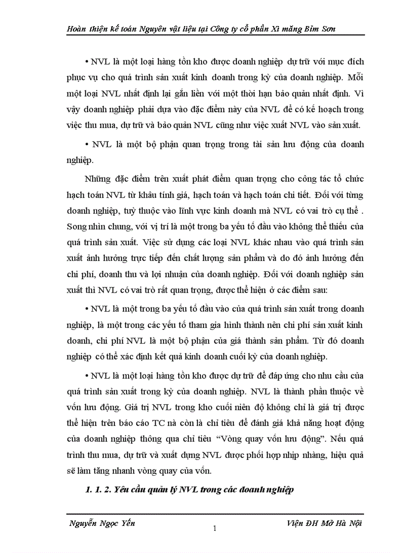 image for page Hoàn thiện kế toán Nguyên vật liệu tại Công ty cổ phần Xi măng Bỉm Sơn