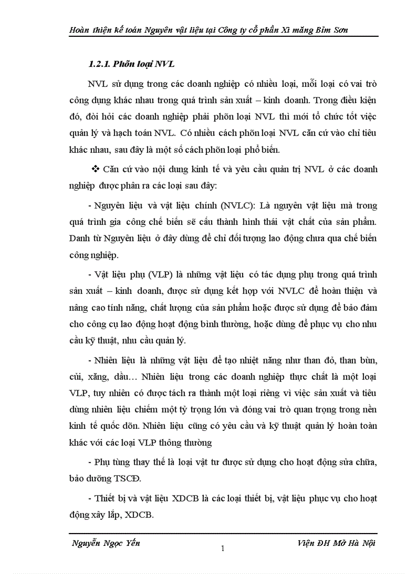 image for page Hoàn thiện kế toán Nguyên vật liệu tại Công ty cổ phần Xi măng Bỉm Sơn