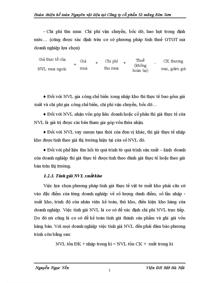 image for page Hoàn thiện kế toán Nguyên vật liệu tại Công ty cổ phần Xi măng Bỉm Sơn