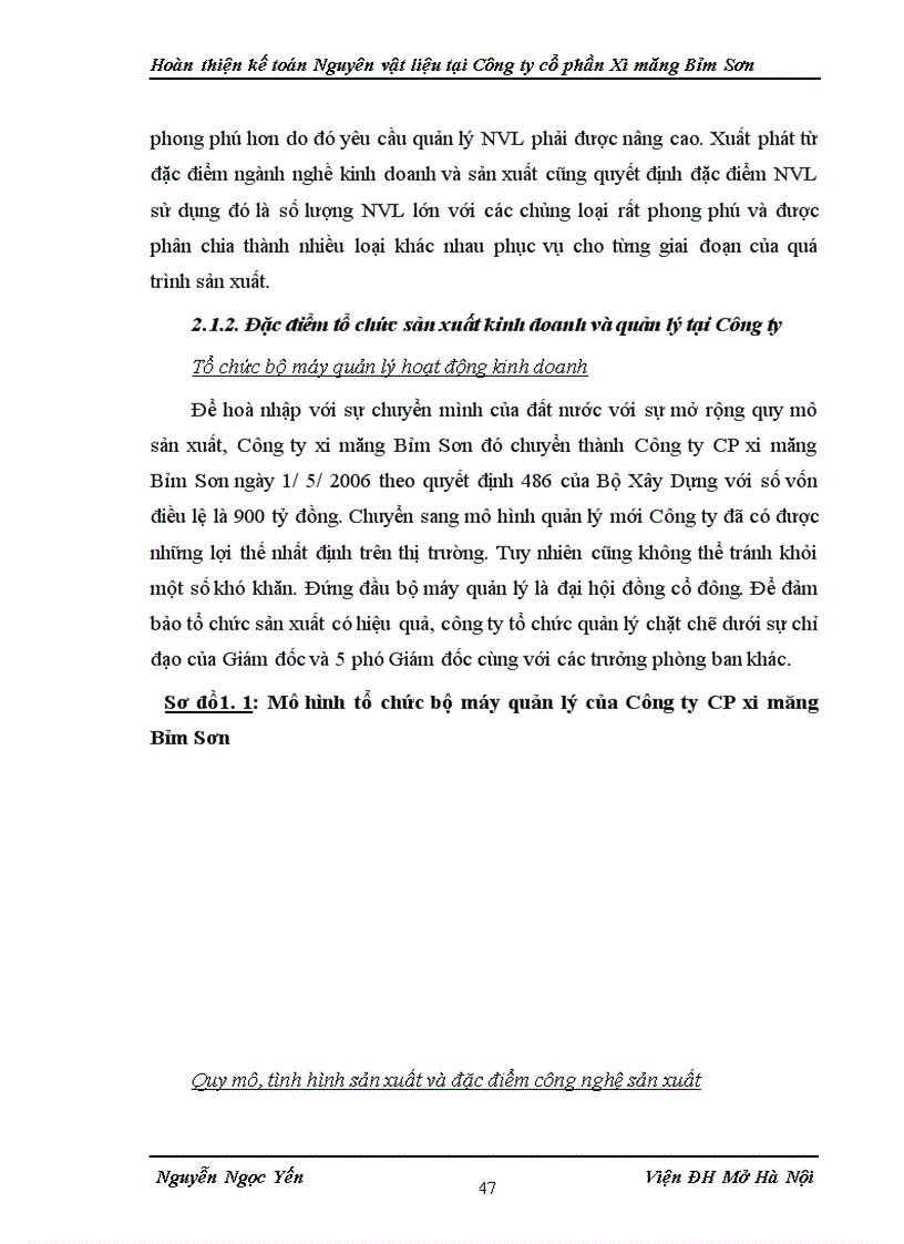 image for page Hoàn thiện kế toán Nguyên vật liệu tại Công ty cổ phần Xi măng Bỉm Sơn