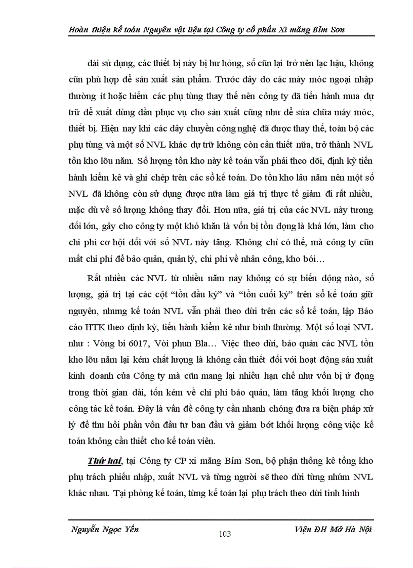image for page Hoàn thiện kế toán Nguyên vật liệu tại Công ty cổ phần Xi măng Bỉm Sơn