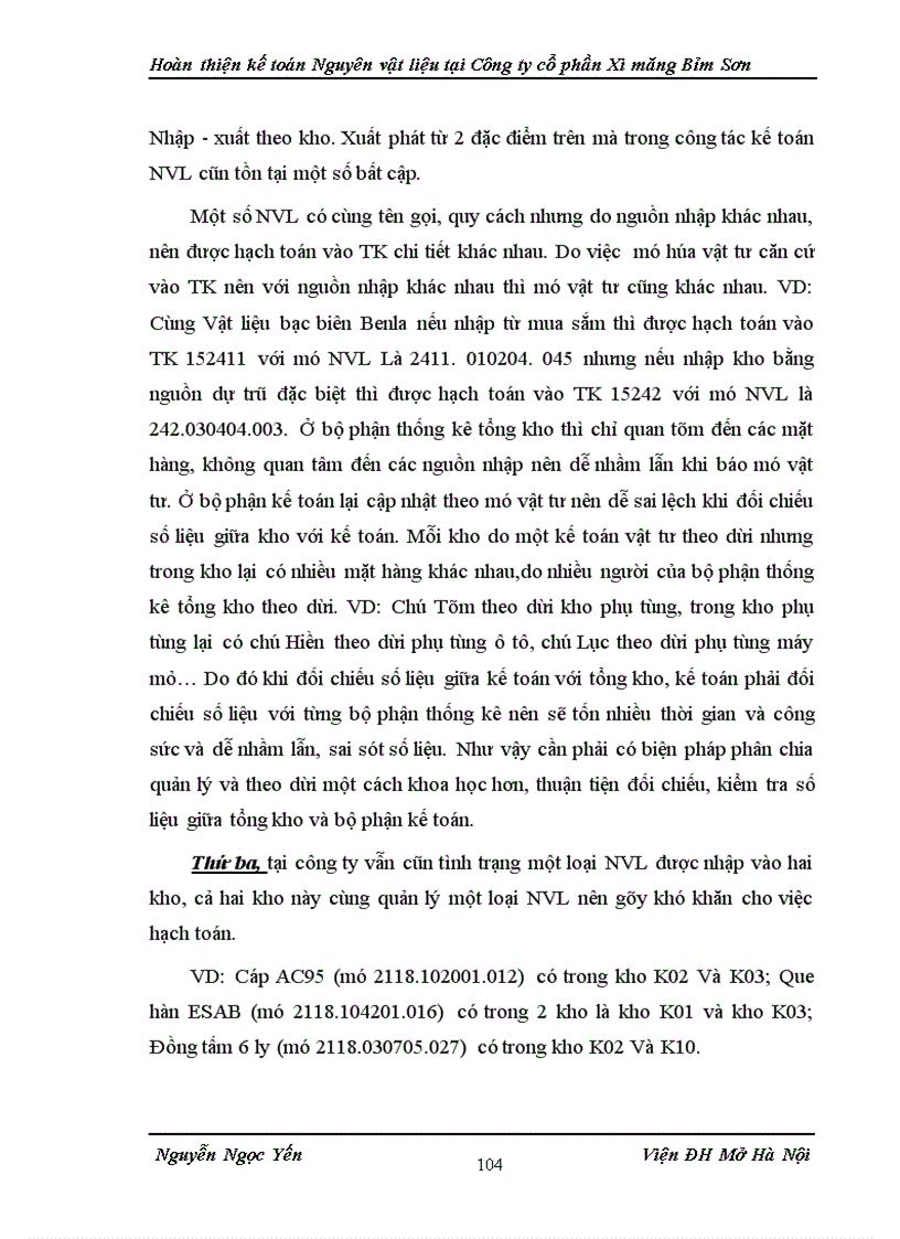 image for page Hoàn thiện kế toán Nguyên vật liệu tại Công ty cổ phần Xi măng Bỉm Sơn