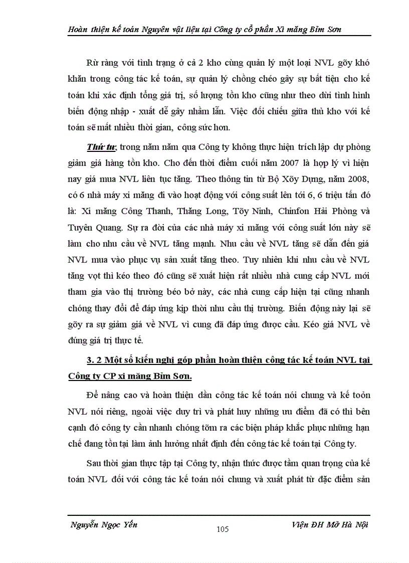 image for page Hoàn thiện kế toán Nguyên vật liệu tại Công ty cổ phần Xi măng Bỉm Sơn