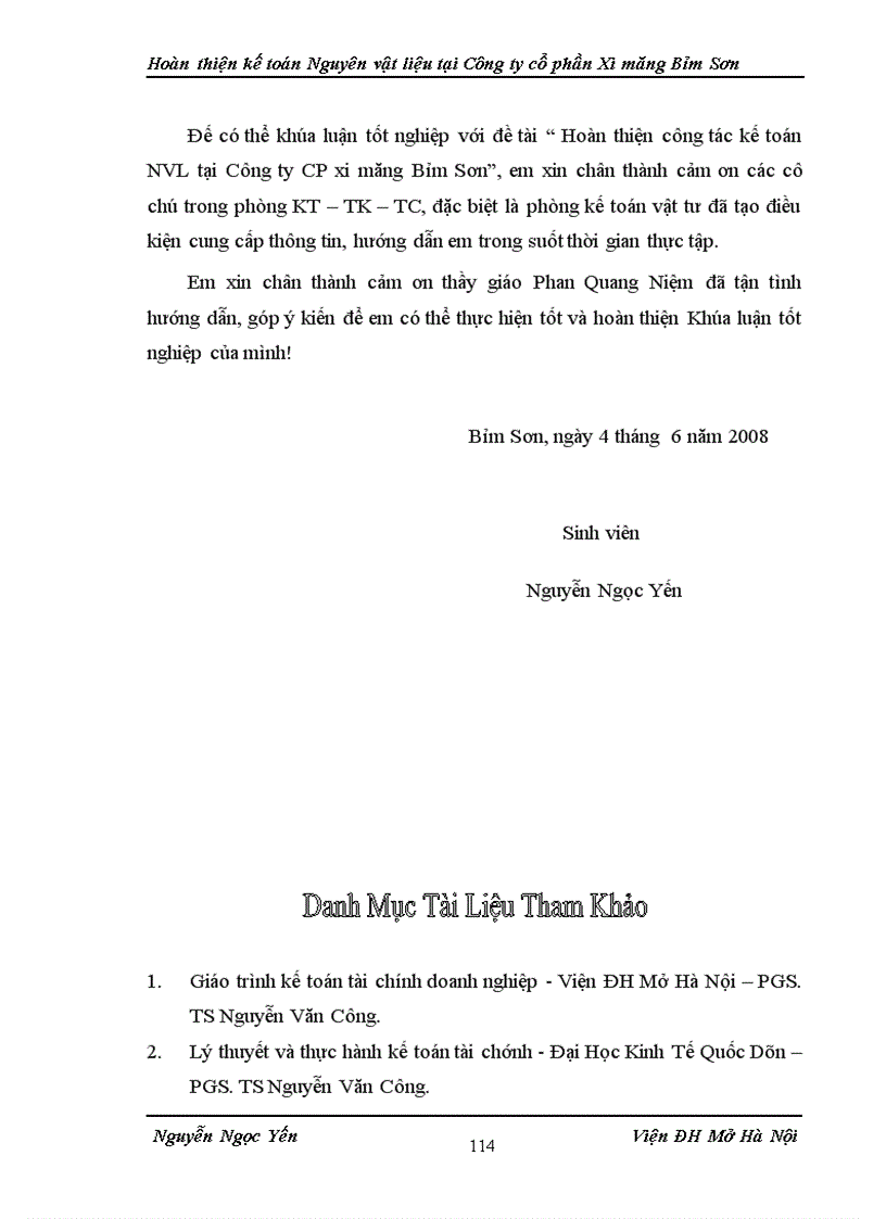 image for page Hoàn thiện kế toán Nguyên vật liệu tại Công ty cổ phần Xi măng Bỉm Sơn