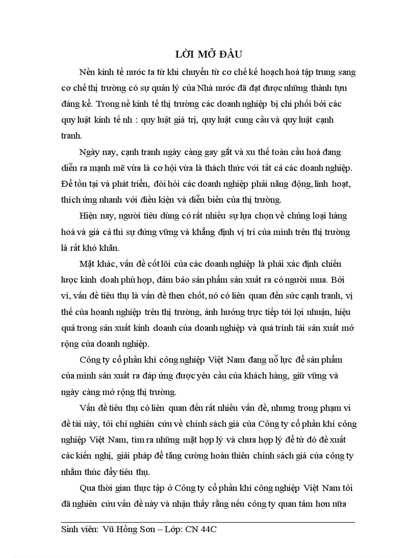 image for page Những nghiên cứu về chính sách giá cả của Công ty cổ phần khí công nghiệp Việt Nam 1