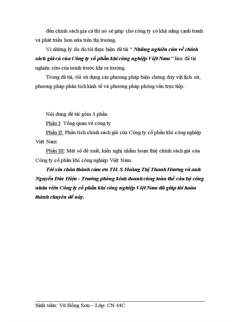 image for page Những nghiên cứu về chính sách giá cả của Công ty cổ phần khí công nghiệp Việt Nam 1