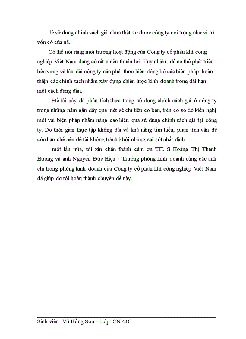 image for page Những nghiên cứu về chính sách giá cả của Công ty cổ phần khí công nghiệp Việt Nam 1