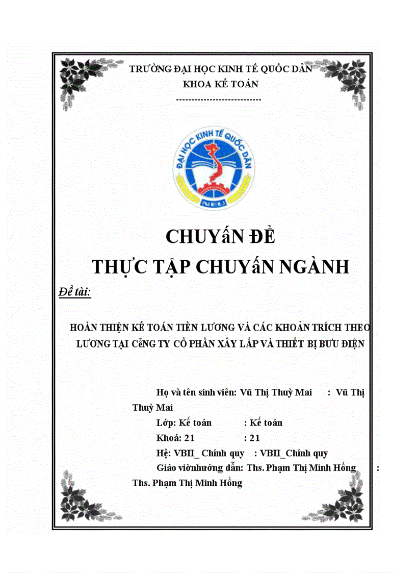 image for page Hoàn thiện kế toán tiền lương và các khoản trích theo lương tại Công ty Cổ phần Xây lắp và Thiết bị Bưu điện 1