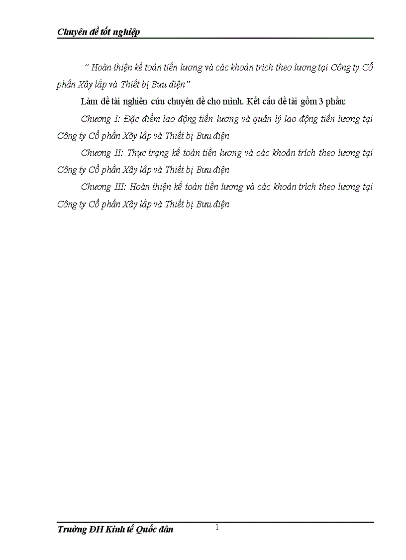 image for page Hoàn thiện kế toán tiền lương và các khoản trích theo lương tại Công ty Cổ phần Xây lắp và Thiết bị Bưu điện 1