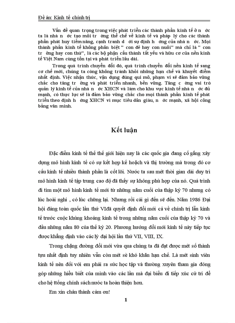 image for page Phân tích cơ cấu kinh tế nhiều thành phần ở nước ta mà Đại hội IX đã nêu và ích lợi của việc sử dụng nó vào việc phát triển kinh tế xã hội ở trong thời kỳ quá độ lên Chủ nghĩa xã hội ở Việt Nam