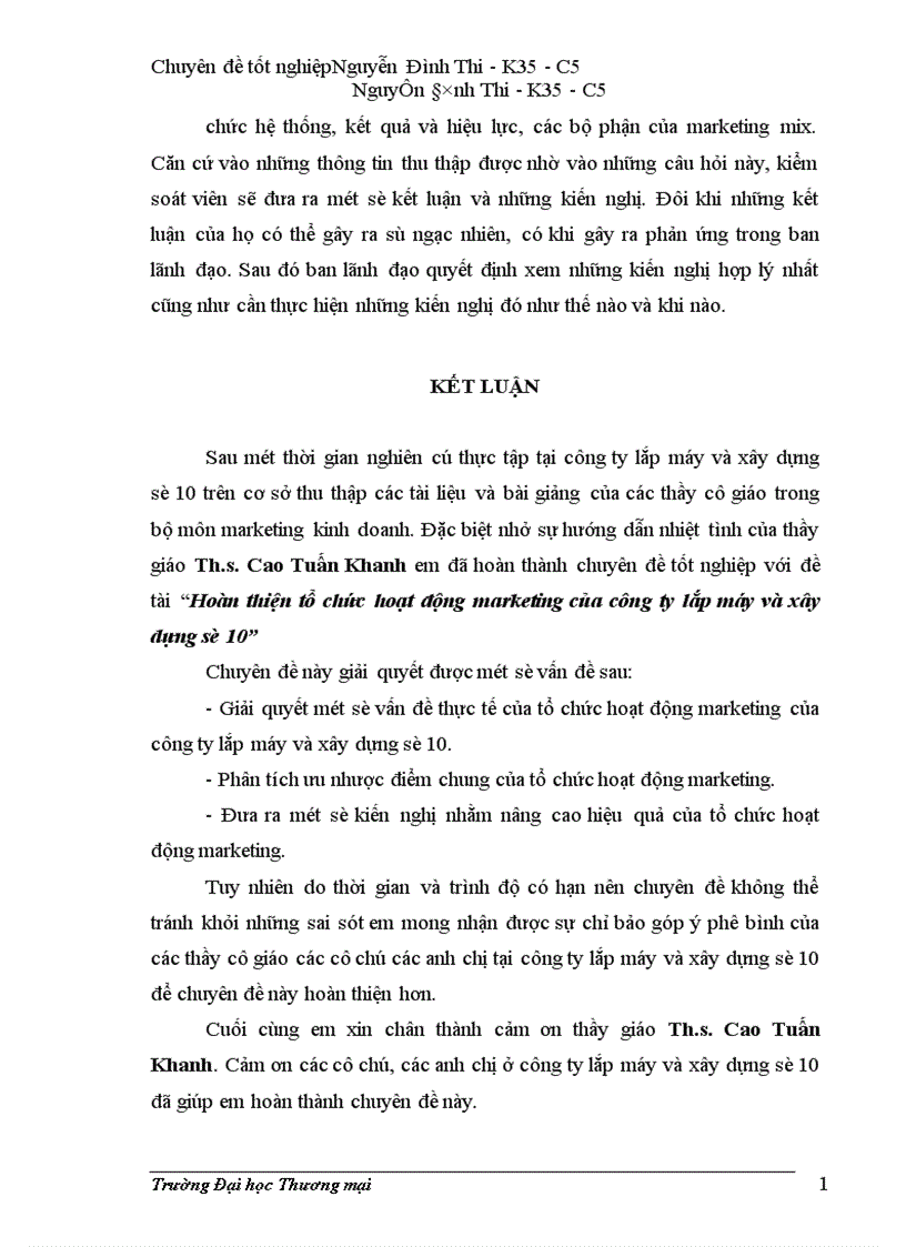 image for page Hoàn thiện tổ chức hoạt động marketing của Công ty lắp máy và xây dựng số 10