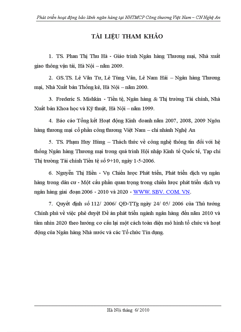 image for page Phát triển hoạt động bảo lãnh tại Ngân hàng TMCP công thương Việt nam chi nhánh Nghệ An