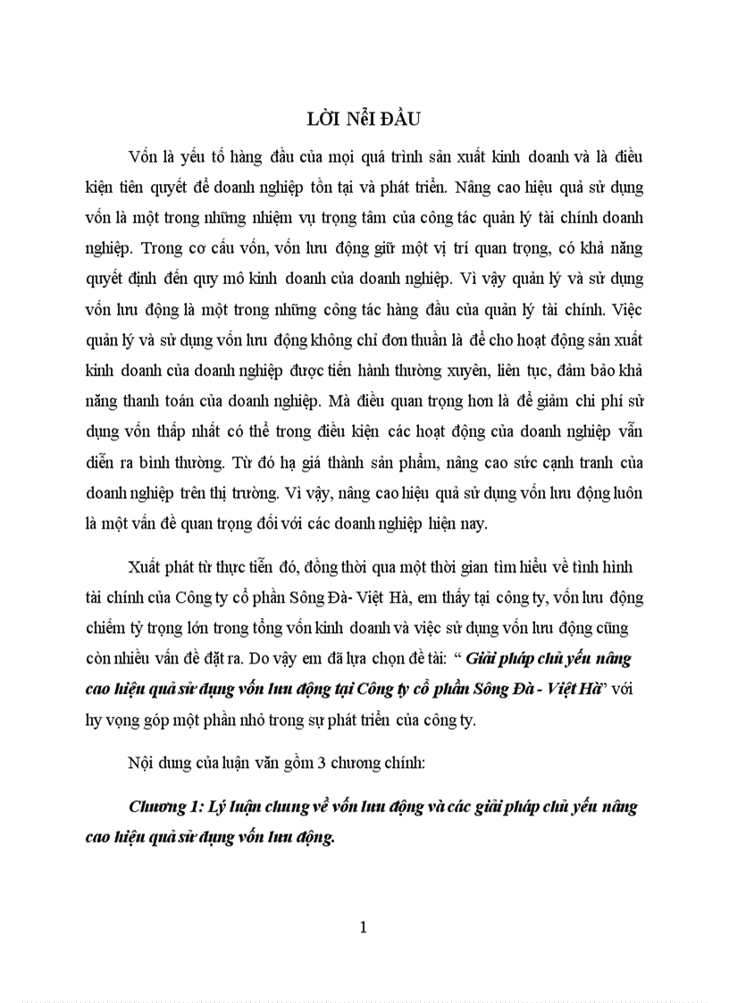 image for page Giải pháp nâng cao hiệu quả sử dụng vốn lưu động tại Công Ty Cổ Phần Sông Đà Việt Hà
