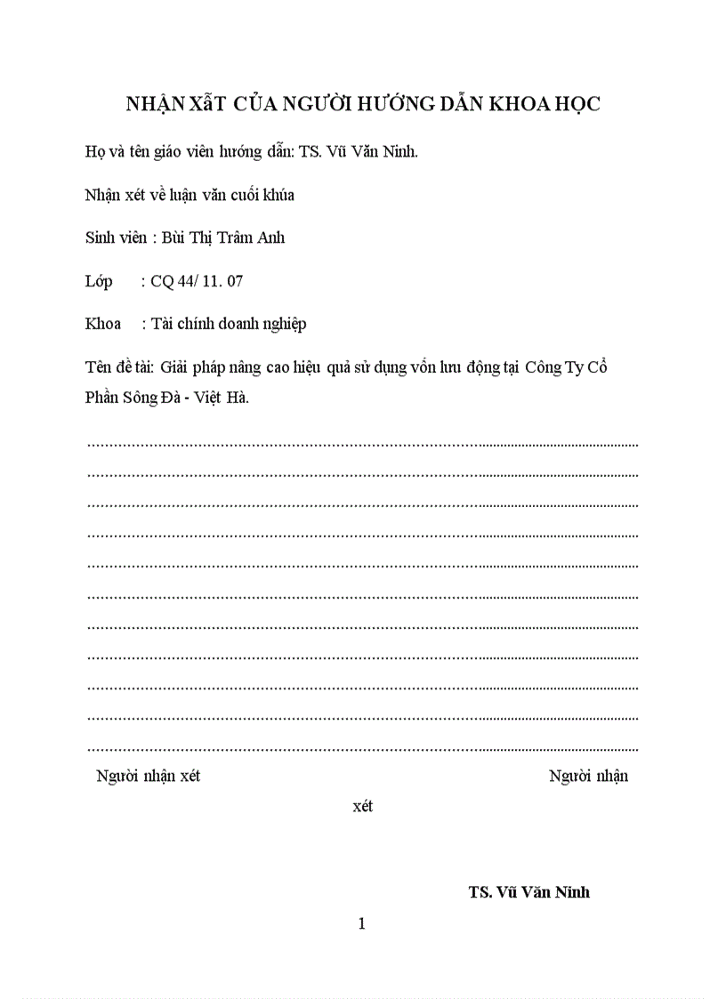 image for page Giải pháp nâng cao hiệu quả sử dụng vốn lưu động tại Công Ty Cổ Phần Sông Đà Việt Hà